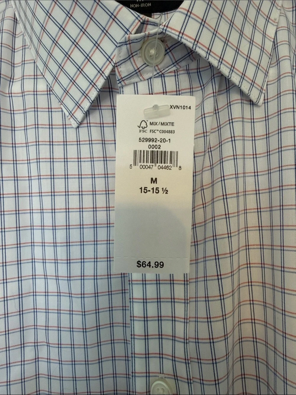 Banana Republic Men’s White Button-Down with Blue and Pink Check NWT